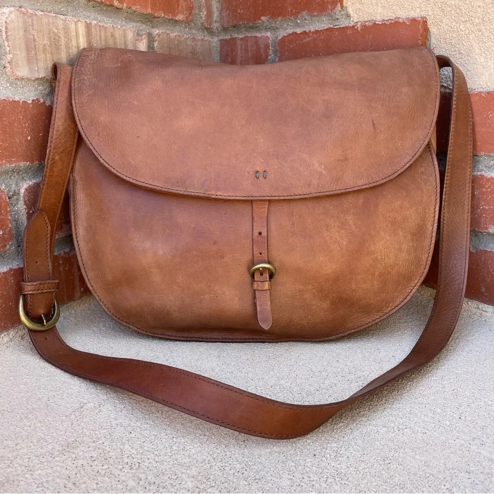 J.Crew • RARE VTG • Genuine Leather Postal Satchel Crossbody Bag & Wool Scarf